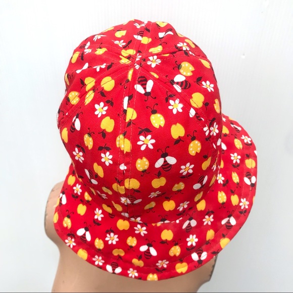 Vintage 60’s mod bumblebee daisy apples floppy novelty print bucket hat - Picture 5 of 8